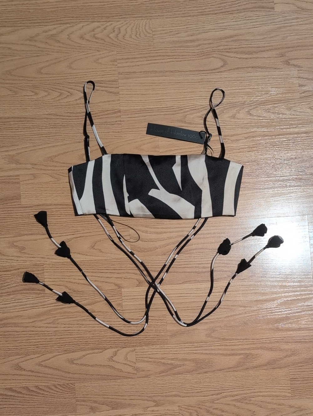 House of Harlow 1960 Black and White Zebra Print Crop Top